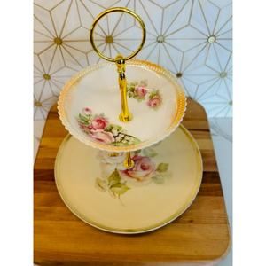 Two-Tier Dessert or Jewelry Trinket Stand | Vintage China